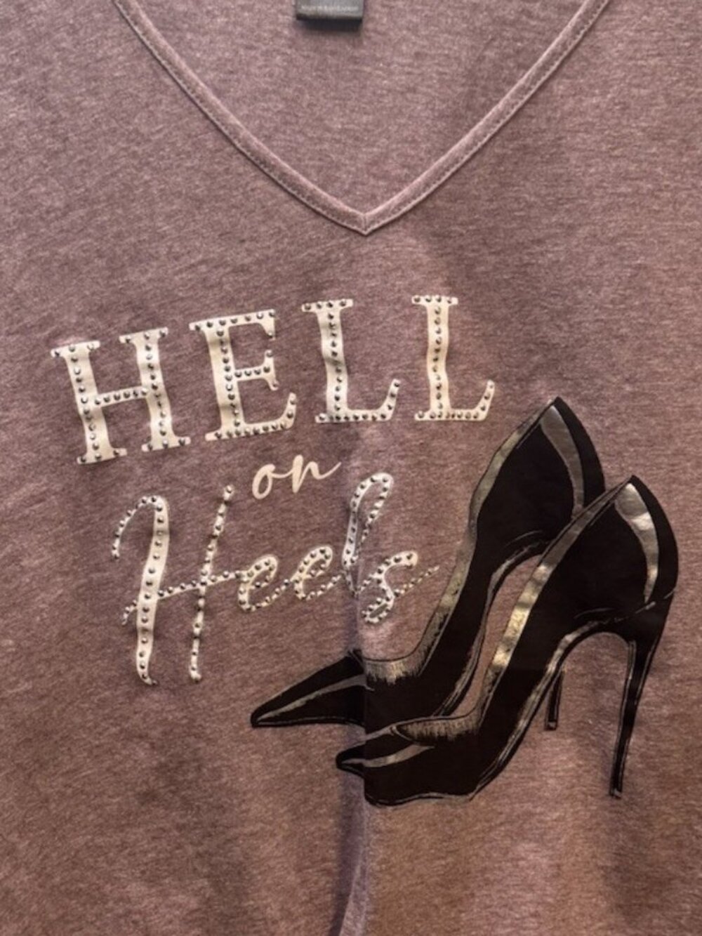 Delusional Brand Hell On Heels Women’s Top XL T-shirt Twisted Sequins